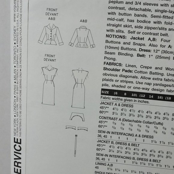 Uncut Vogue Vintage Model Original 1950 Design Sewing Pattern 2402 Limited Ed - Picture 6 of 9